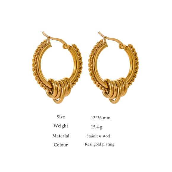 NEW 18K Gold Plated Braided Hoops Earrings - Picture 8 of 8